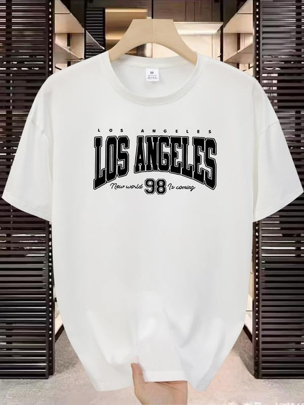 Men's Regular Fit Letter Print Round Neck Tee, Casual Short Sleeve Crew Neck T-shirt for All Seasons, Fashion Men's Top...