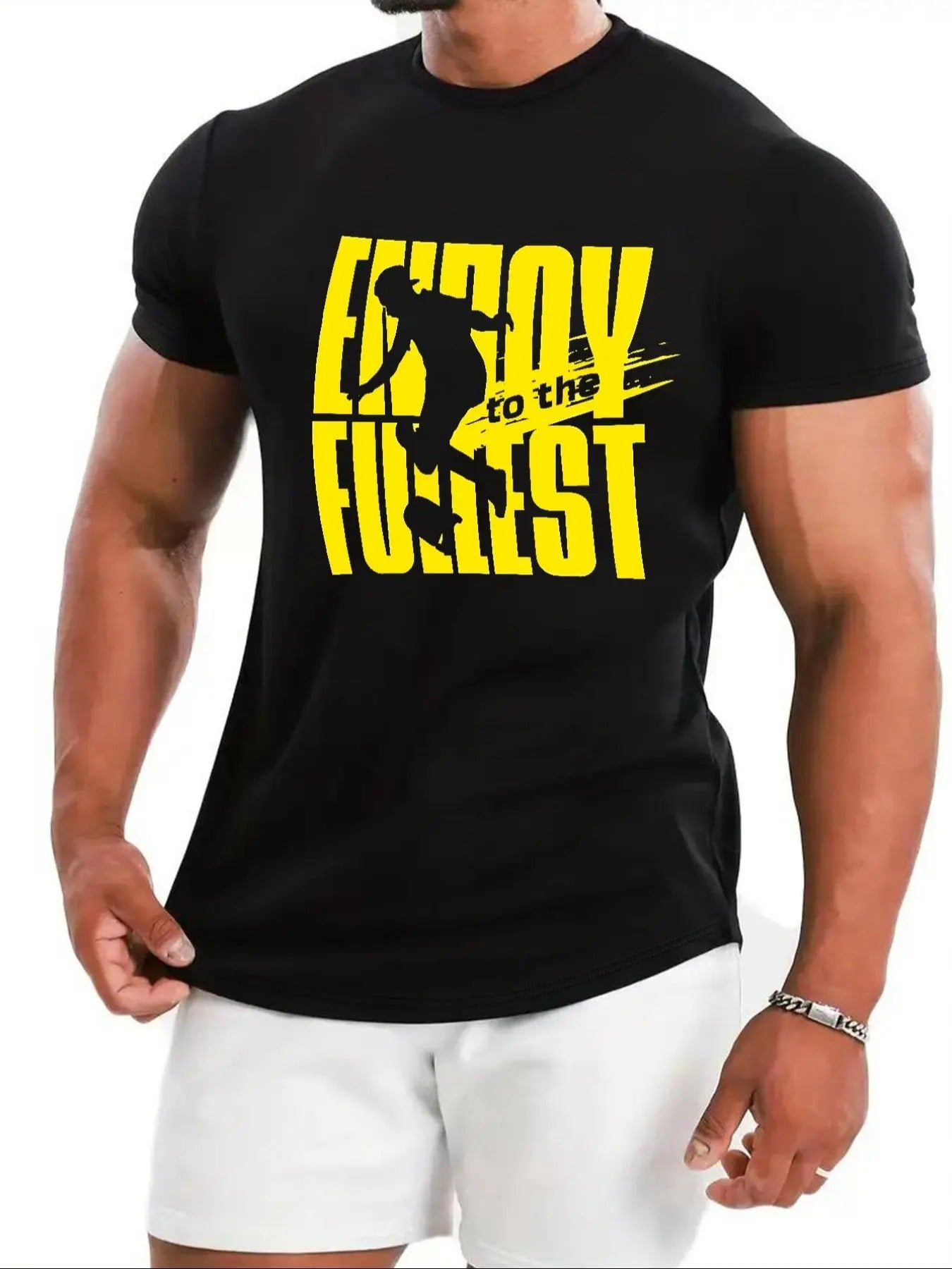 Men's Regular Fit Letter Print Round Neck Tee, Casual Short Sleeve Crew Neck T-shirt for Daily Wear, Men's Top for All...