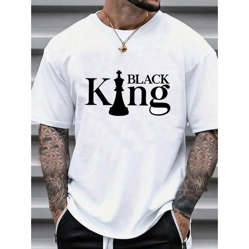 Men's Regular Fit Letter Print Round Neck Tee, Casual Short Sleeve Crew Neck T-shirt for Summer, Men's Top for Daily...