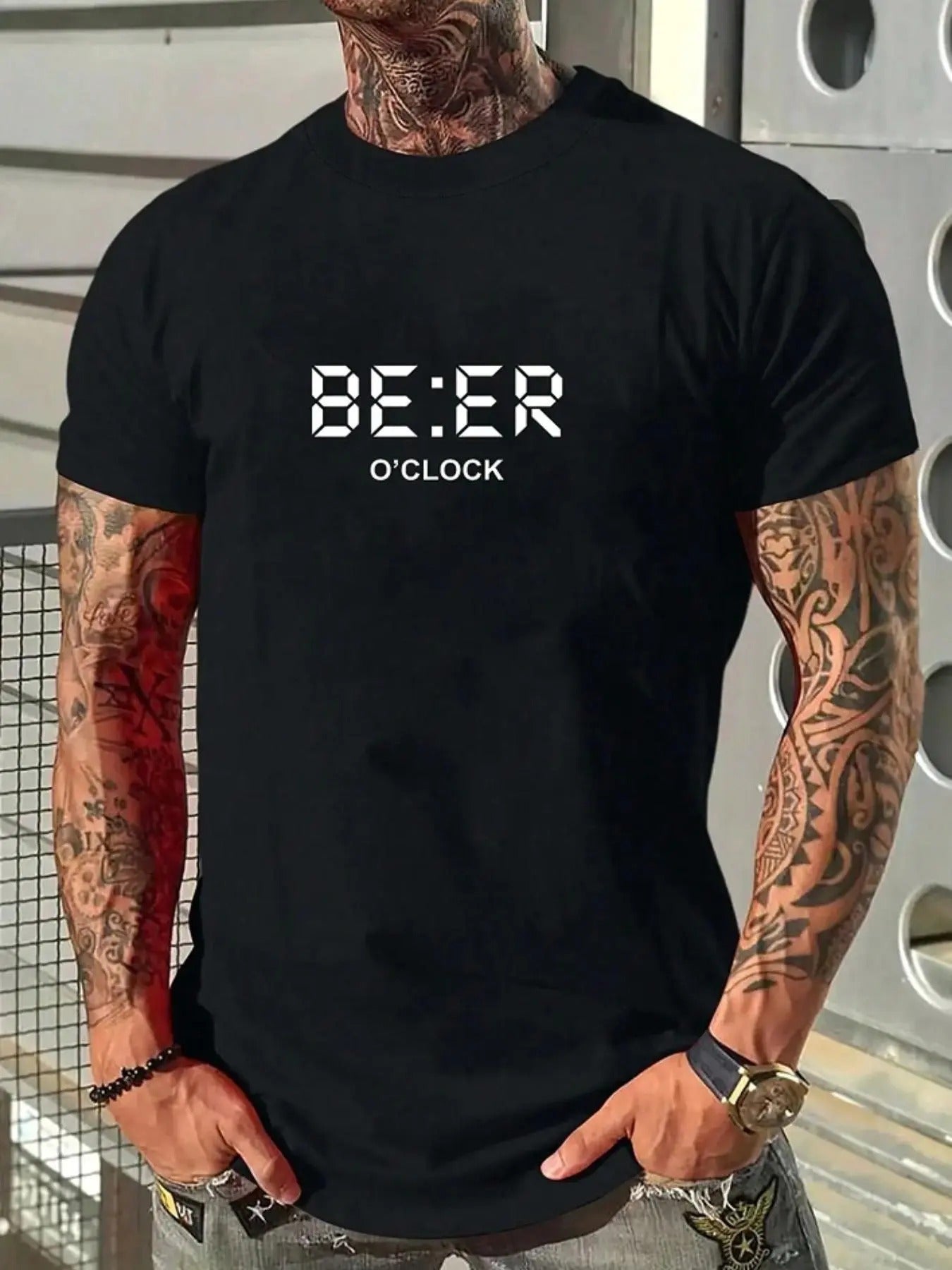 Men's Regular Fit Letter Print Round Neck Tee, Short Sleeve Crew Neck Graphic T-shirts, Casual Summer Top for Men Hoodie,...