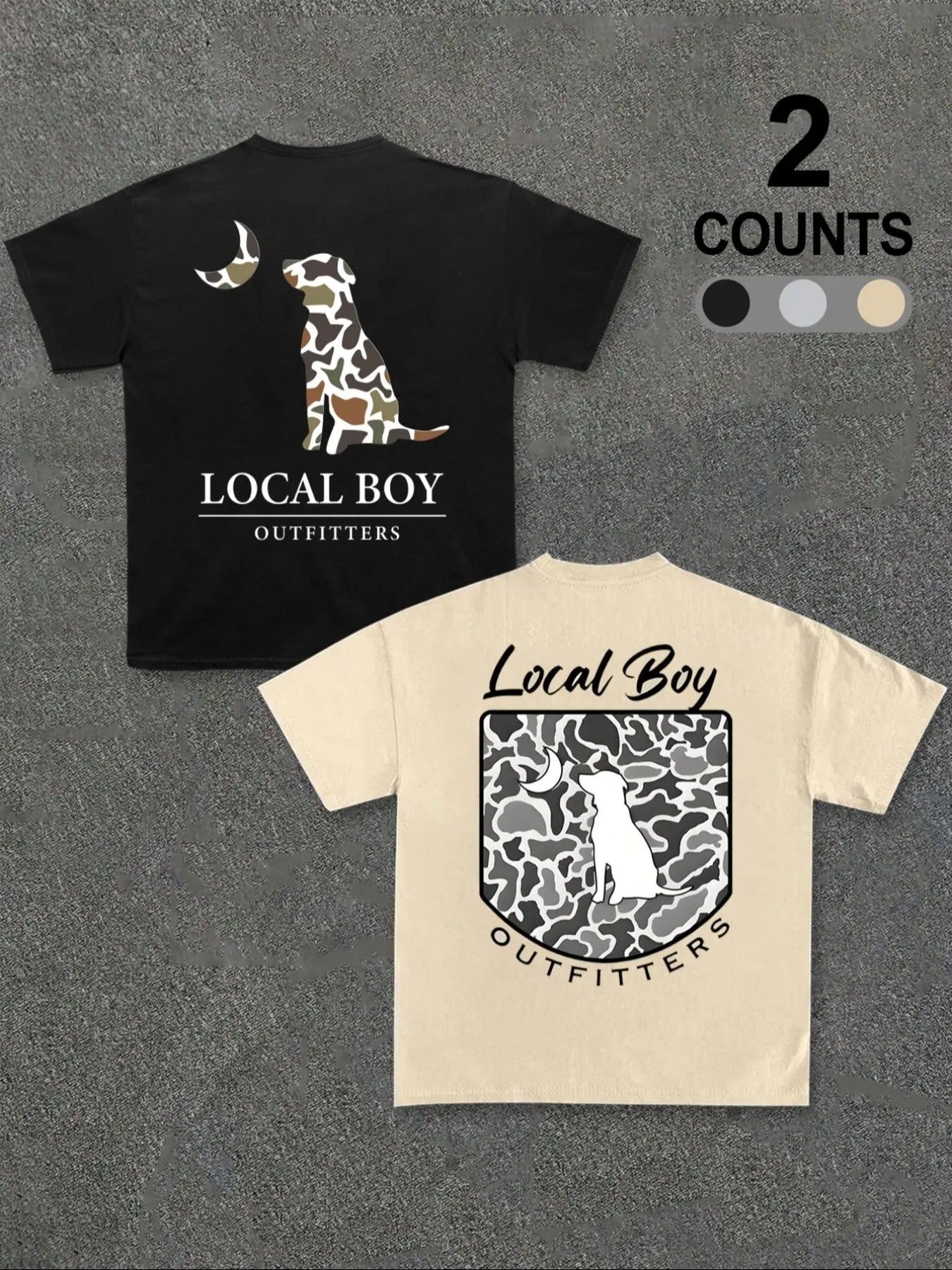 Men's Regular Fit Local Boy Outfitters Camouflage T-Shirt, Dog and Moon Graphic Print Short Sleeve Crew Neck Tee, Casual...