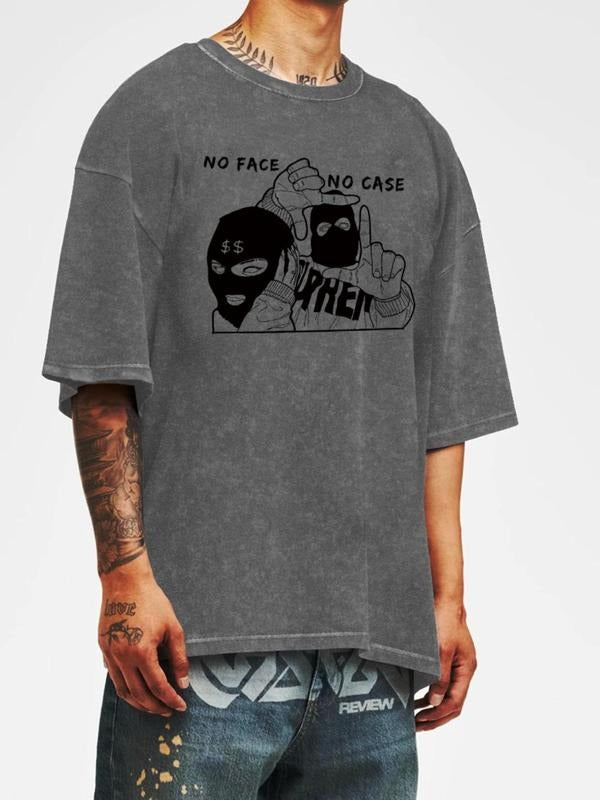 Men's Regular Fit Mask Print Short Sleeve Graphic Tee, Casual Comfy Round Neck T-shirt for Summer, Fashion Men's Top for...