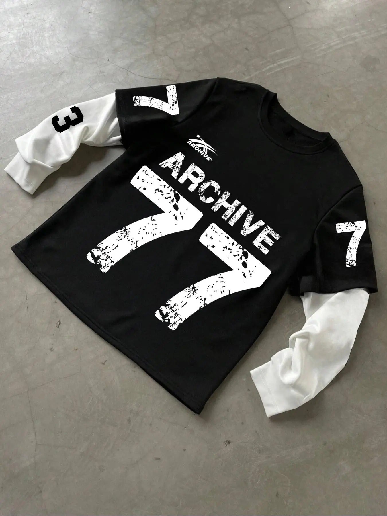 Men's Regular Fit Number Print Long Sleeve Tee, Casual Round Neck T-shirt for Fall & Winter, Men's Top for Daily Wear...