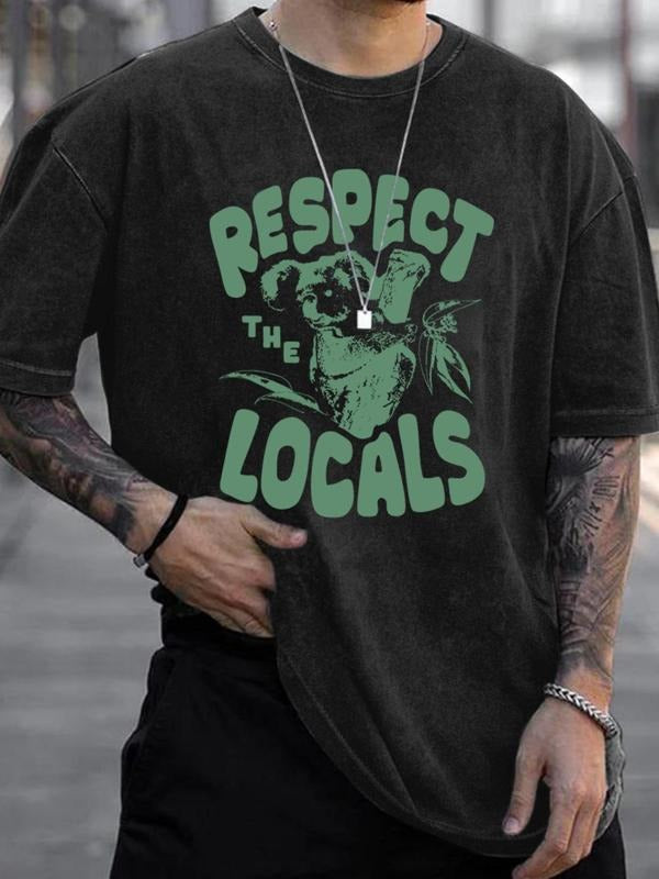 Men's Regular Fit Panda & Letter Print Round Neck Tee, Casual Short Sleeve Crew Neck T-shirt for Summer, Fashion Men's...