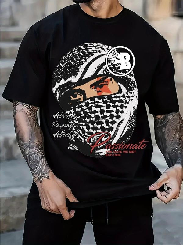 Men's Regular Fit Race Driver Print Round Neck Tee, Casual Short Sleeve Crew Neck T-Shirt for Daily Wear, Men's Top for...