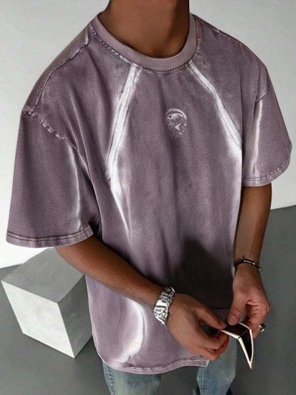 Men's Regular Fit Reflective Print Round Neck Tee, Casual Short Sleeve Crew Neck T-shirt for Daily Wear, Fashion Men's...