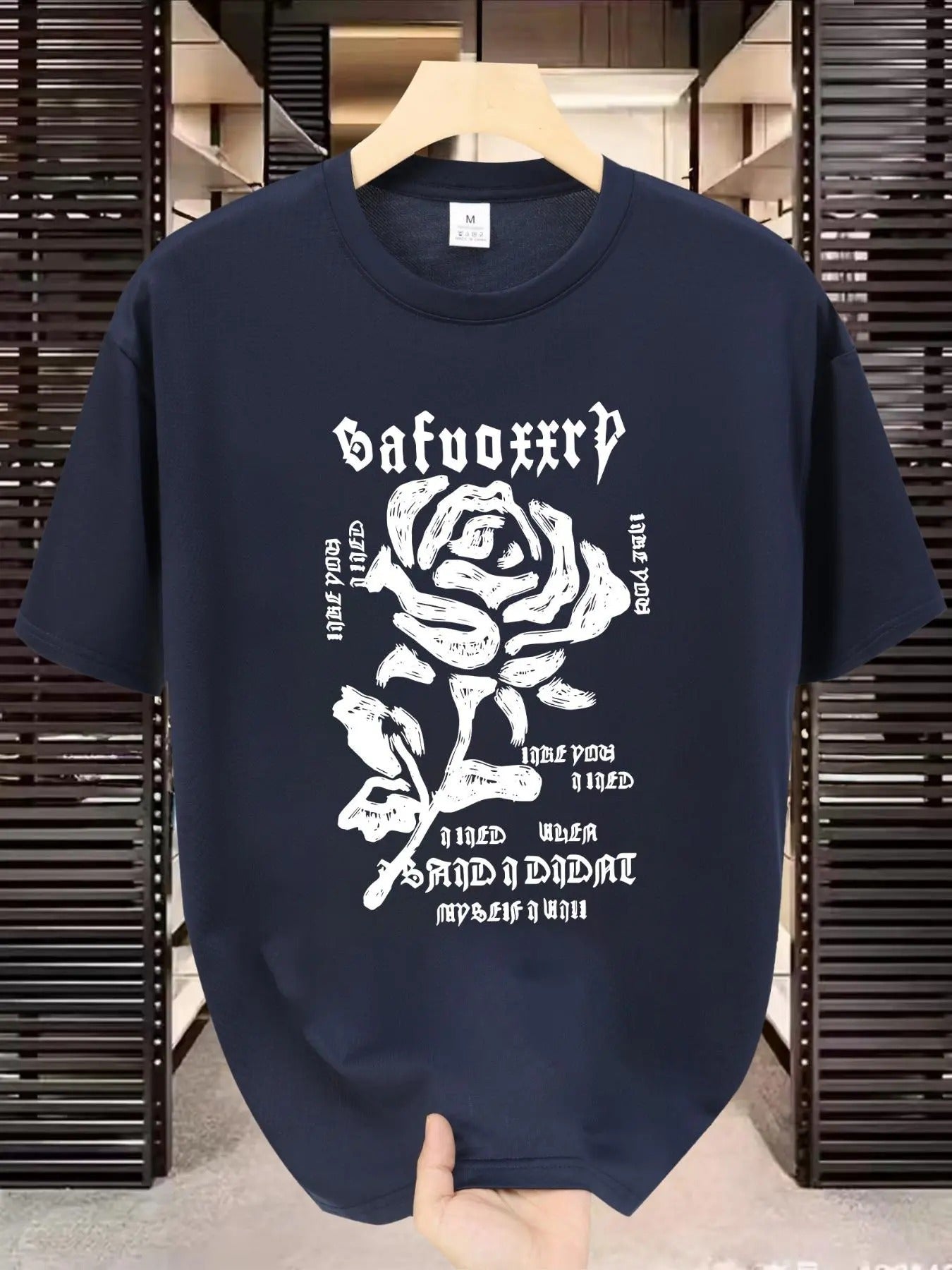 Men's Regular Fit Rose & Letter Print Short Sleeve Graphic Tee, Casual Round Neck T-shirt for Summer, Fashion Men's Top...