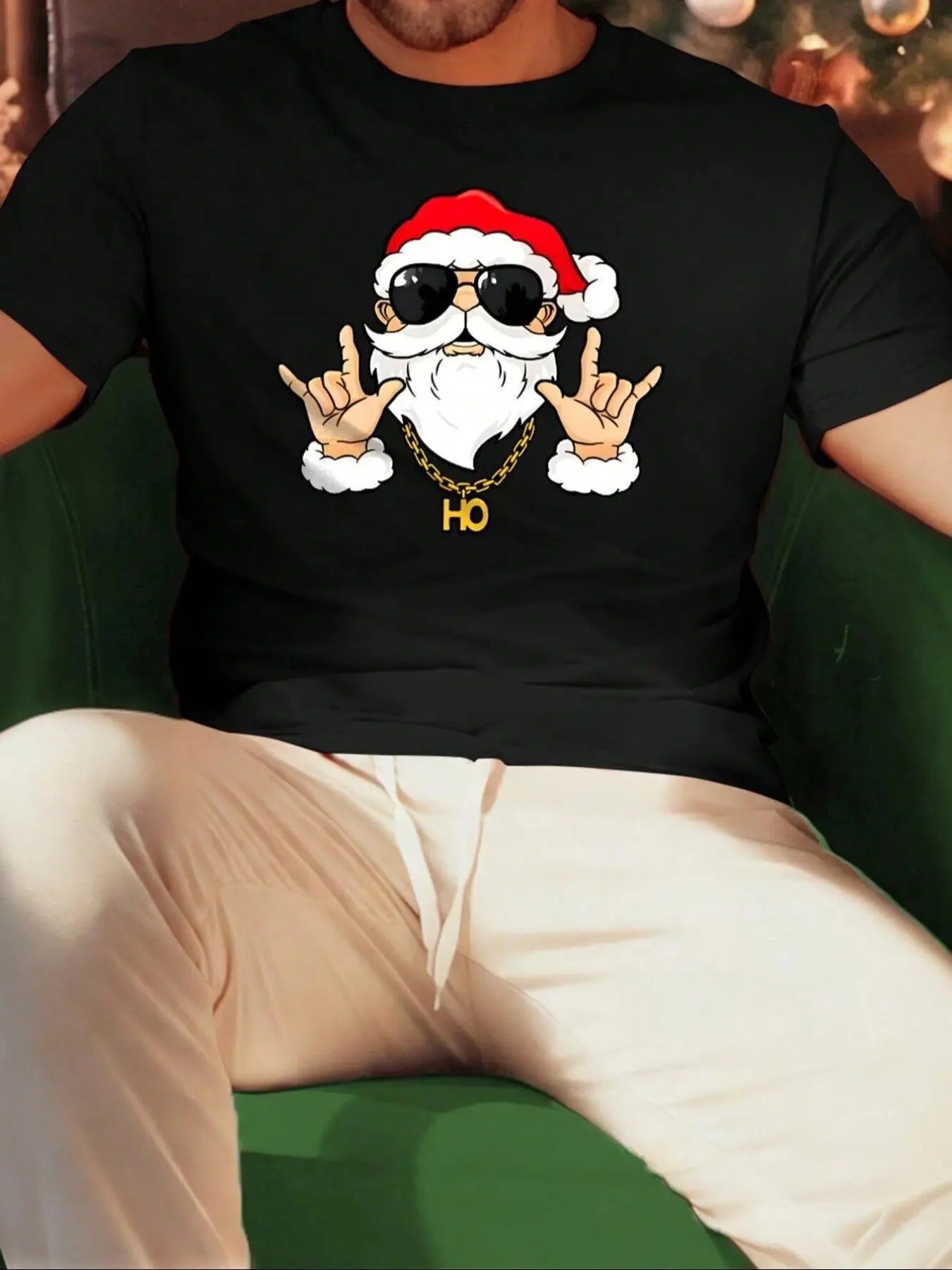Men's Regular Fit Santa Claus Print Round Neck Tee, Casual Short Sleeve Crew Neck T-Shirt for Summer, Fashion Men's Top...
