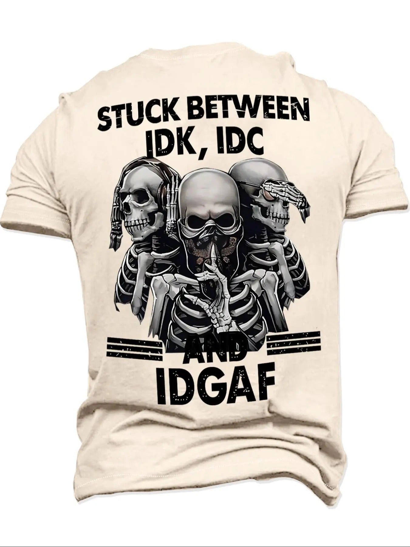 Men's Regular Fit Skeleton & Letter Print Round Neck Tee, Casual Short Sleeve Crew Neck T-shirt for Summer, Fashion Men's...