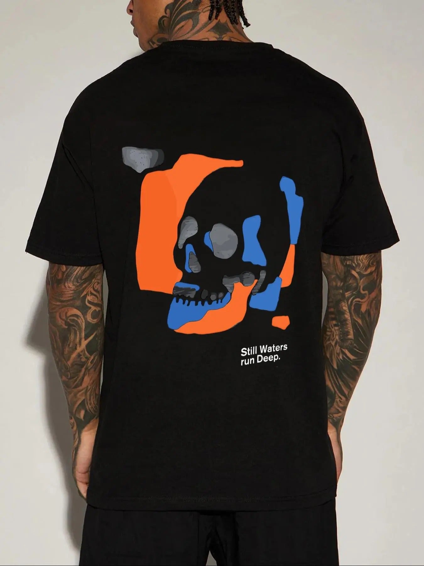 Men's Regular Fit Skull Print Round Neck Graphic Tee, Casual Short Sleeve Crew Neck T-shirt for Daily Wear, Fashion Men's...
