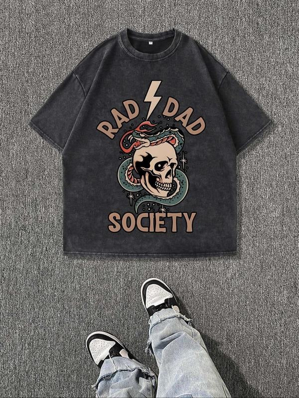 Men's Regular Fit Skull Print Round Neck Graphic Tee, Vintage Trendy Casual Short Sleeve T-shirt for Daily Wear, Ladies...