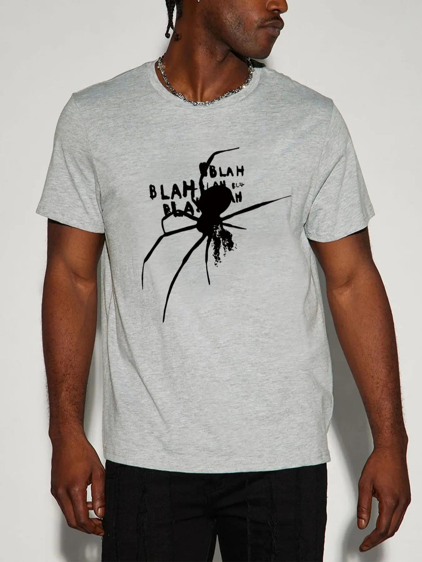 Men's Regular Fit Spider & Letter Print Round Neck Tee, Casual Short Sleeve Crew Neck T-shirt for Daily Wear, Men's Top...