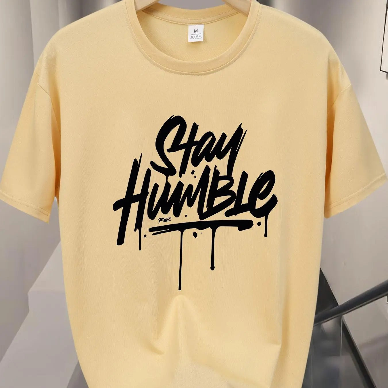 Men's Regular Fit Stay Humble Letter Print Round Neck Graphic Tee, Casual Short Sleeve T-shirt for Daily Wear, Men's Top...