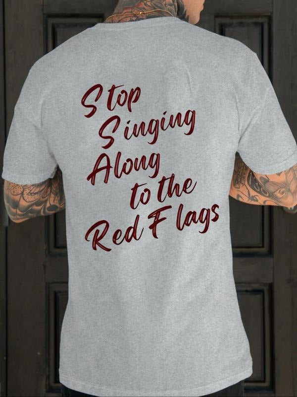 Men's Regular Fit Stop Singing Slogan Graphic Tee, Casual Comfy Short Sleeve T-shirt for Daily Wear, Men's Top for All...