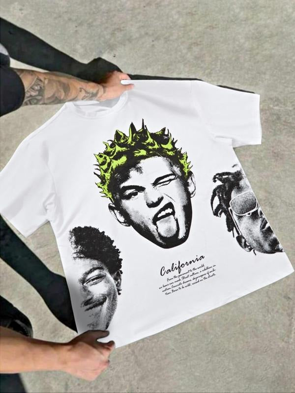 Men's Regular Fit Tie Dye & Pop Art Print Round Neck Tee, Casual Street Short Sleeve T-shirt for Summer, Men's Top for...