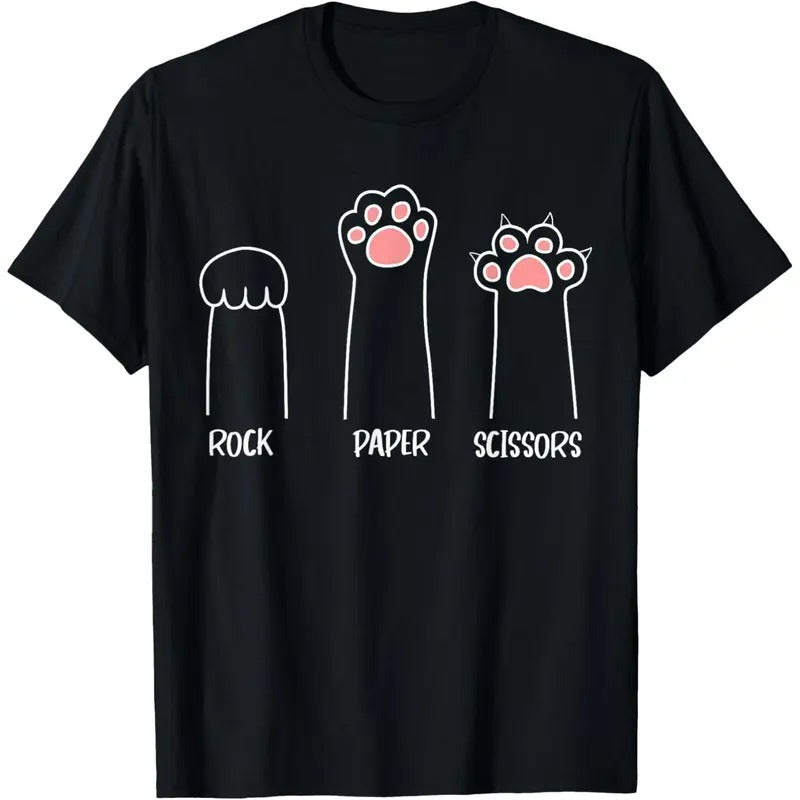 Men's Rock Paper Scissors Hand Game Cute Paw Funny Cat T-Shirt Hoodie, Sweatshirt | HypeCrazeTee.com