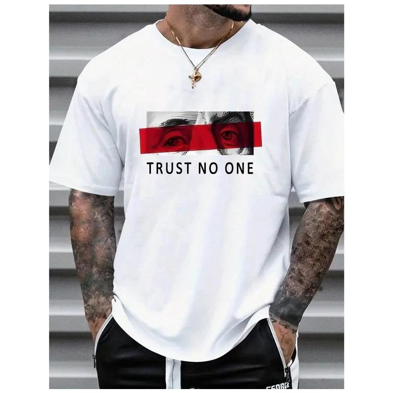 Men's Round Neck Casual Letter & Eye Pattern Commute T-Shirt Hoodie, Sweatshirt | HypeCrazeTee.com