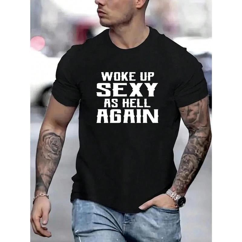 Men's Round Neck Short Sleeve T-Shirt With Slogan Print Made in USA Hoodie, Sweatshirt | HypeCrazeTee.com