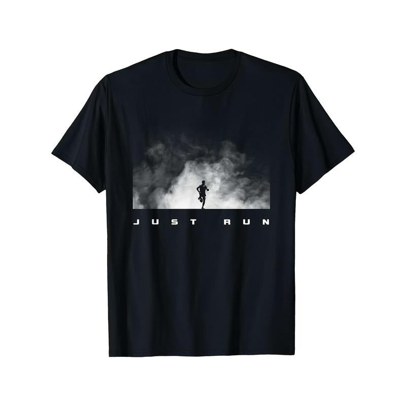 Men's Running Apparel - Classic Crewneck Short-Sleeve T-Shirt for Men, Funny Printing Design, Black Summer Tour Tee Tops,...