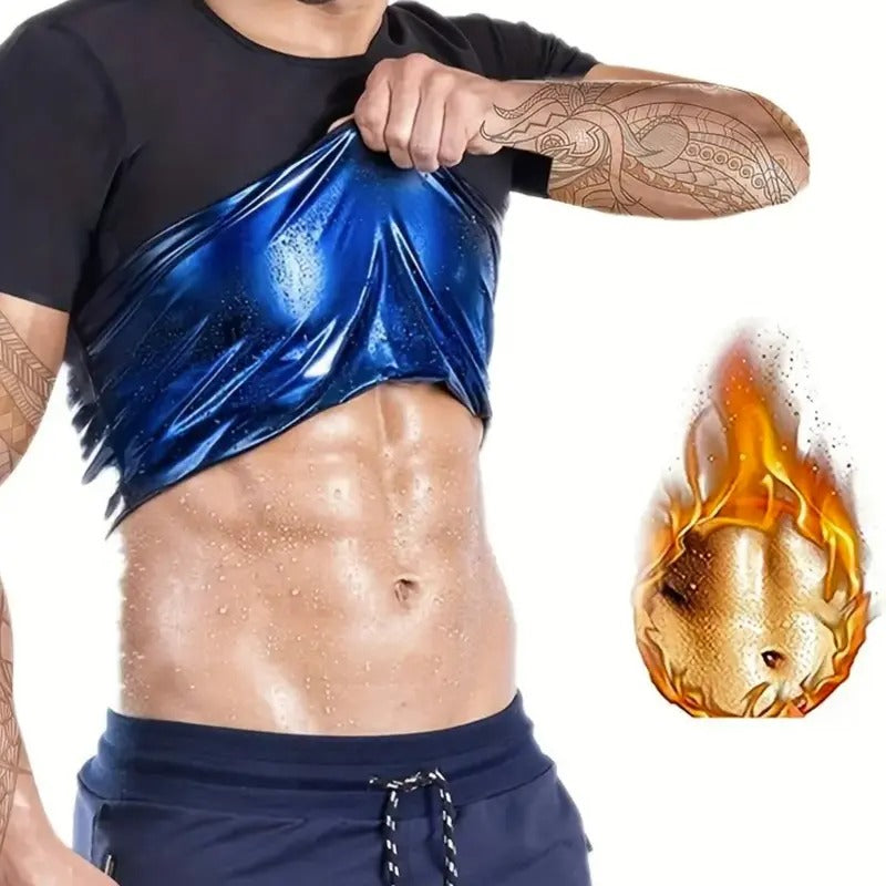Men's Short Sleeve Sauna T-shirts Sweat Enhancing Compression Tee Back To School Workout Slimming Top Tummy Flattering...