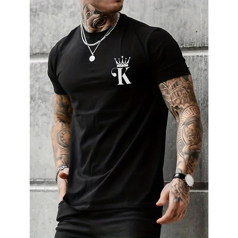 Men's Short Sleeve T-shirt With Letter Print Men's Breathable Cotton Crew Neck Tee Hoodie, Sweatshirt | HypeCrazeTee.com
