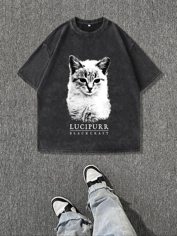 Men's Snowflake Print Round Neck Graphic Tee, Regular Fit Casual Short Sleeve T-shirt for Summer, Men's Top for Daily...
