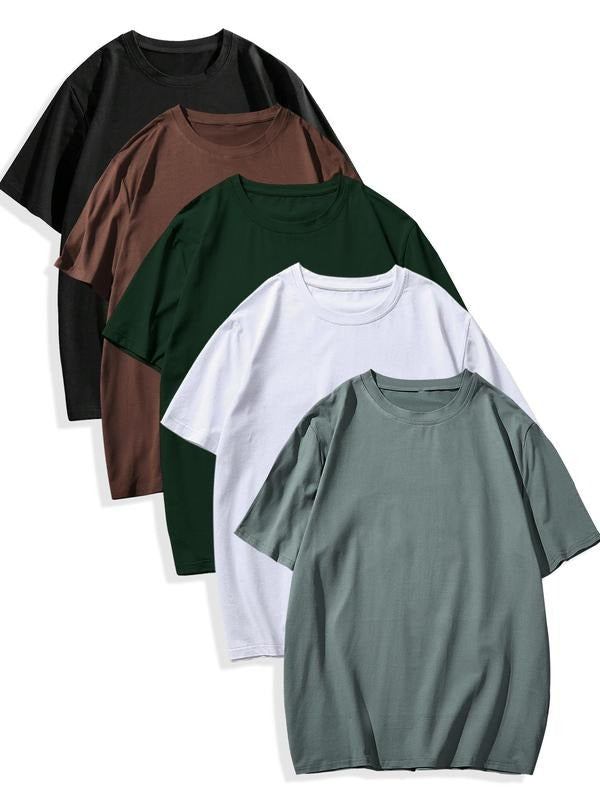 Men's Solid Color Tee, Basic Casual Short Sleeve Round Neck T-shirt for Daily Wear, Men's Top for All Seasons Hoodie,...