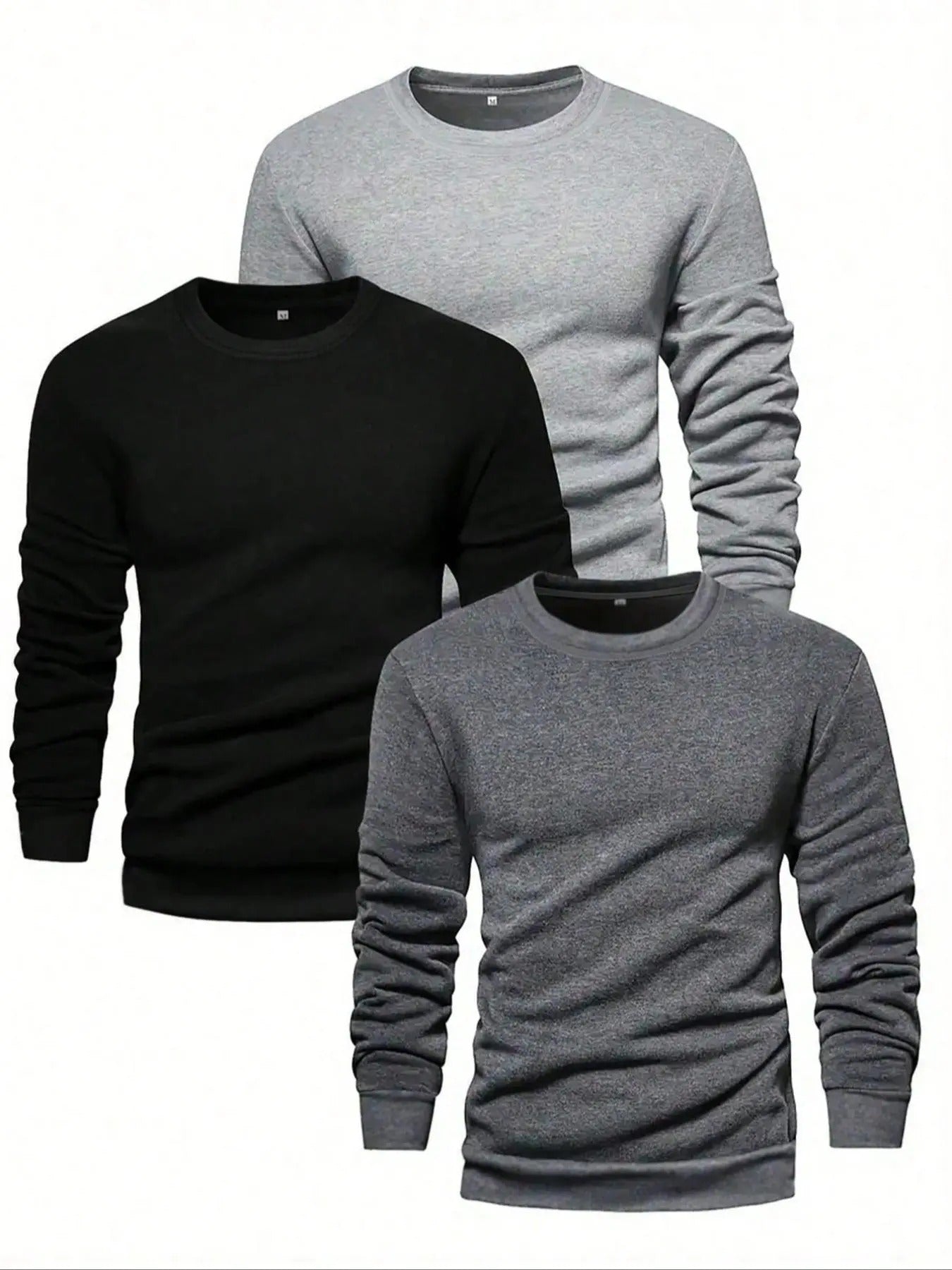 Men's Solid Long Sleeve Crew Neck Tee, Casual Comfy T-shirt for Daily Wear, Men's Top for All Seasons Hoodie, Sweatshirt