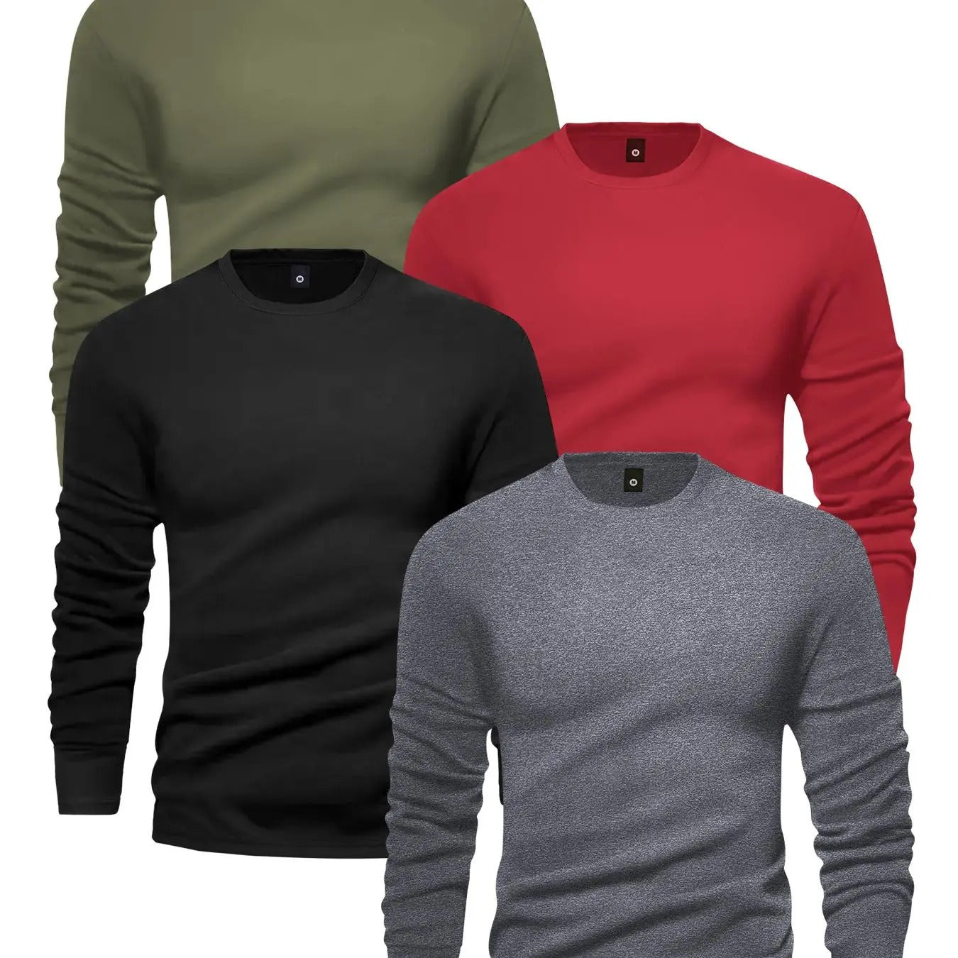 Men's Solid Long Sleeve Tee, Casual Comfy Round Neck T-shirt for Daily Wear,  Casual Tops for Men, Men's Top for All...