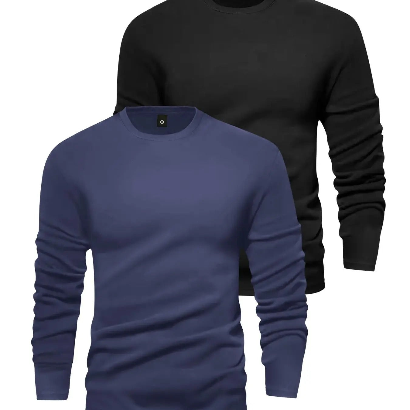 Men's Solid Long Sleeve Tee, Casual Comfy Round Neck T-shirt for Daily Wear, Men's Top for All Seasons Hoodie, Sweatshirt