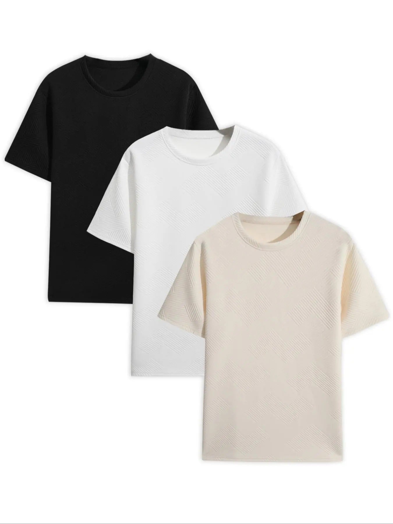 Men's Solid Textured Round Neck Tee, Regular Fit Casual Short Sleeve T-shirt for Summer, Men's Top for Daily Wear Hoodie,...