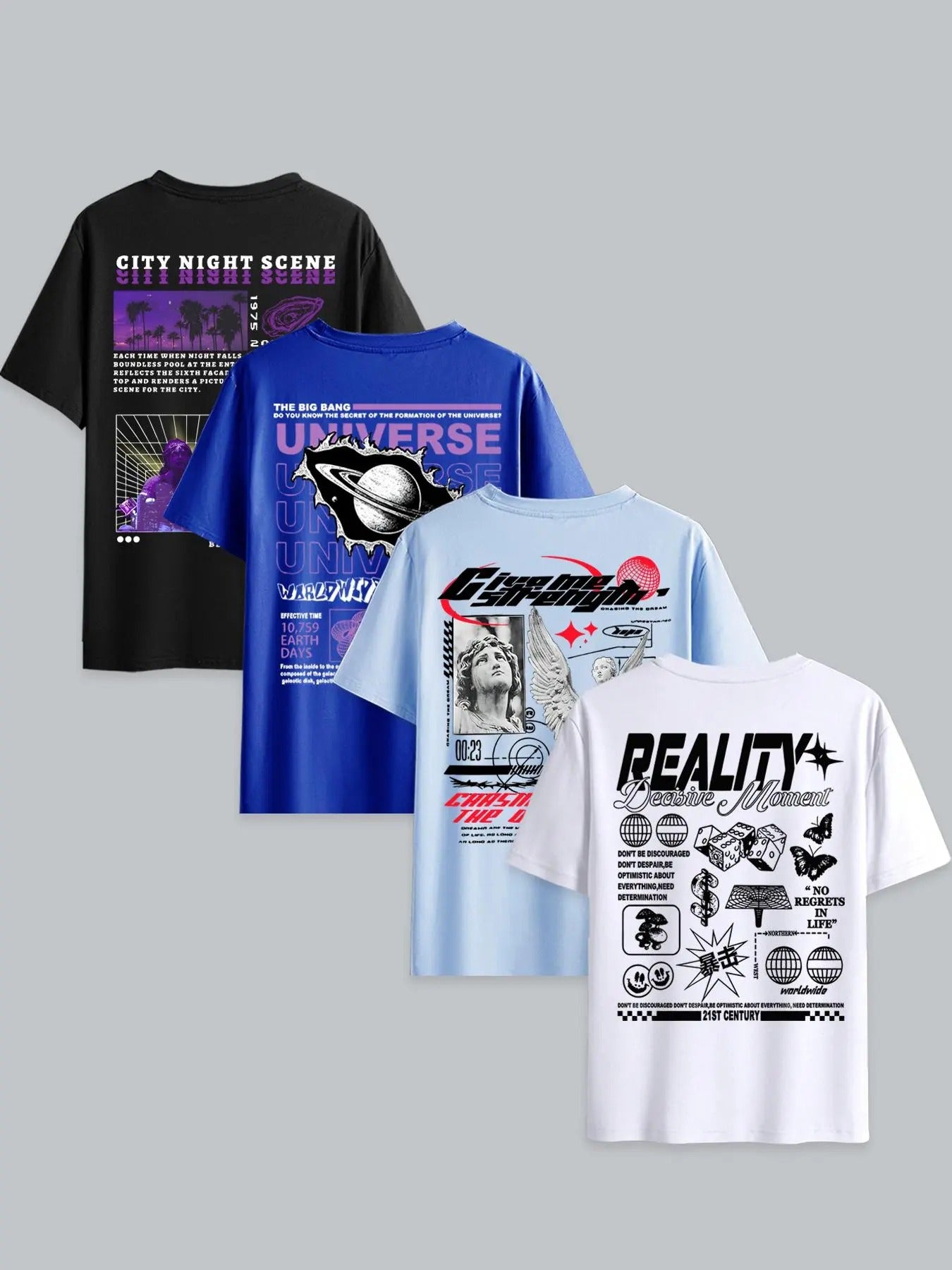 Men's Street Style Graphic Print Round Neck Tee, Regular Fit Casual Comfy Street Short Sleeve Crew Neck T-shirt for...