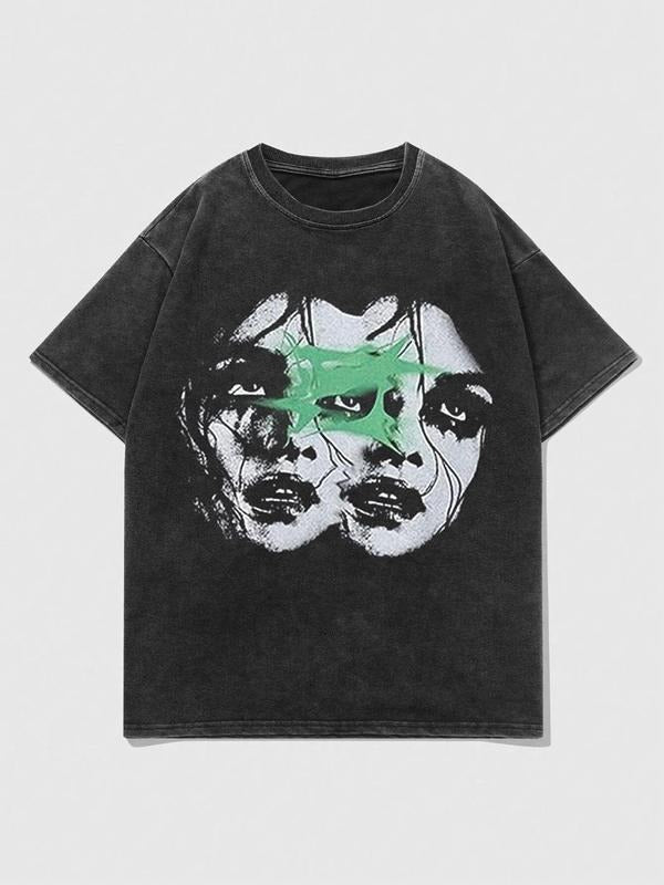 Men's Street Style Graphic Print Short Sleeve Tee, Regular Fit Street Fashion Casual Comfy Round Neck T-shirt for Daily...