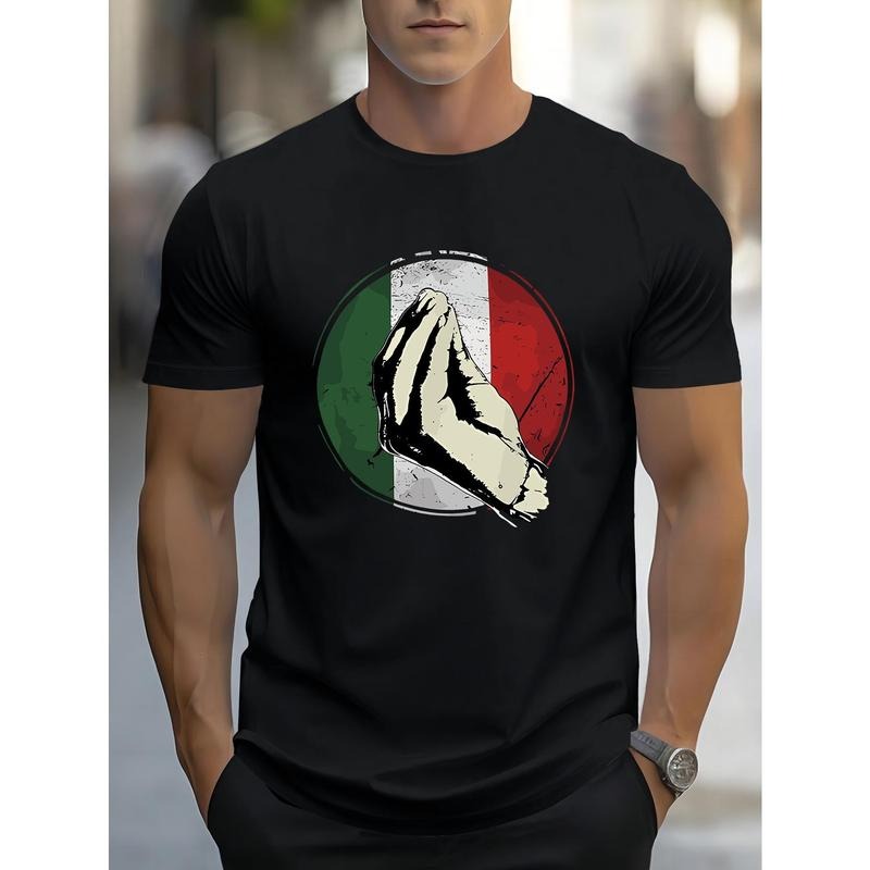 Men's Summer Breathable T-Shirt with Geometric Print