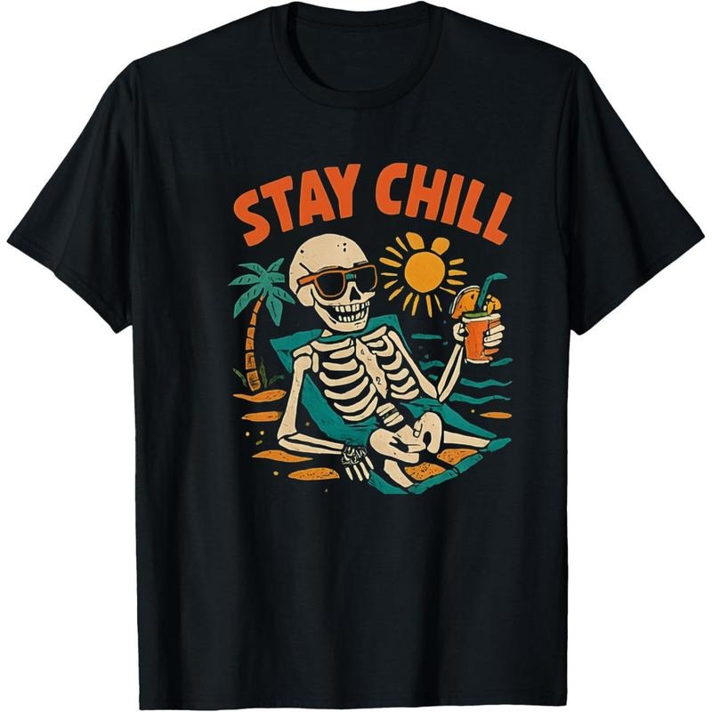 Men's T-Shirt with Graphic Pattern for Spring and Summer Comfortable Fit Slight Stretch Casual Short Sleeves Black...