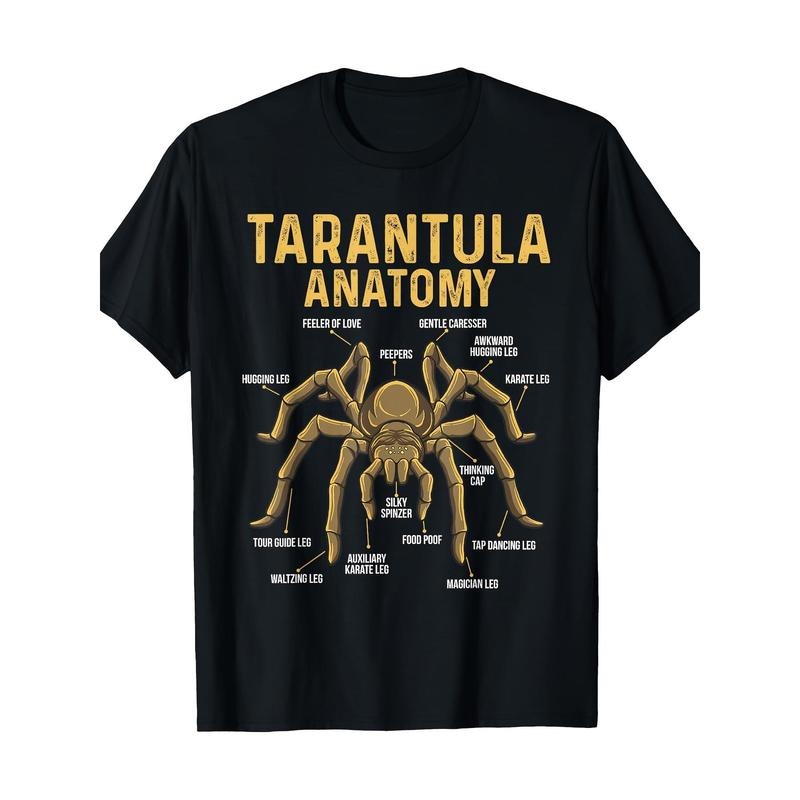 Men's Tarantula Anatomy Graphic Tee - 100% Cotton, Short Sleeve, Crew Neck T-Shirt for Casual Wear Made in USA Hoodie,...