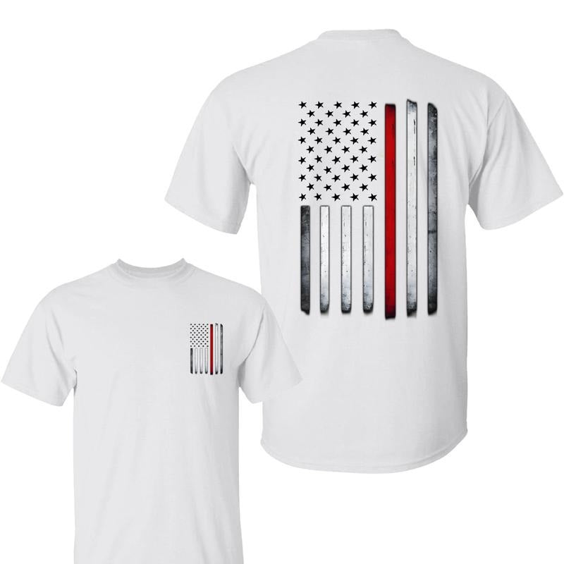 Men's Thin Red Line Flag Tee American Patriot Firefighter Support Shirt- Graphic T-Shirt for Men Hoodie, Sweatshirt