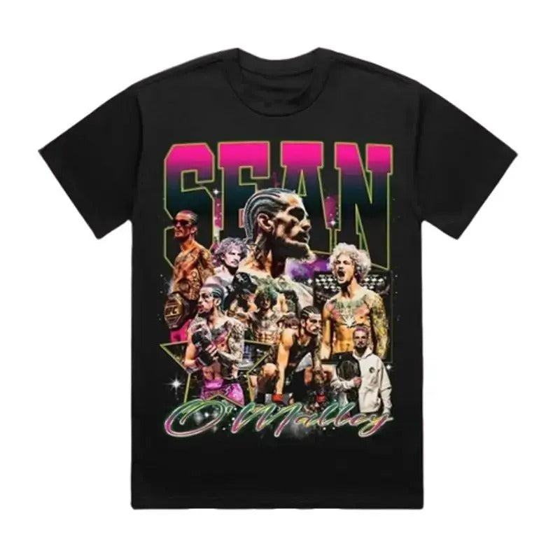 Men's UFC Black Sean O'Malley Quasar Graphic T-Shirt, Full Size, Full Color Tshirt Cotton Hoodie, Sweatshirt