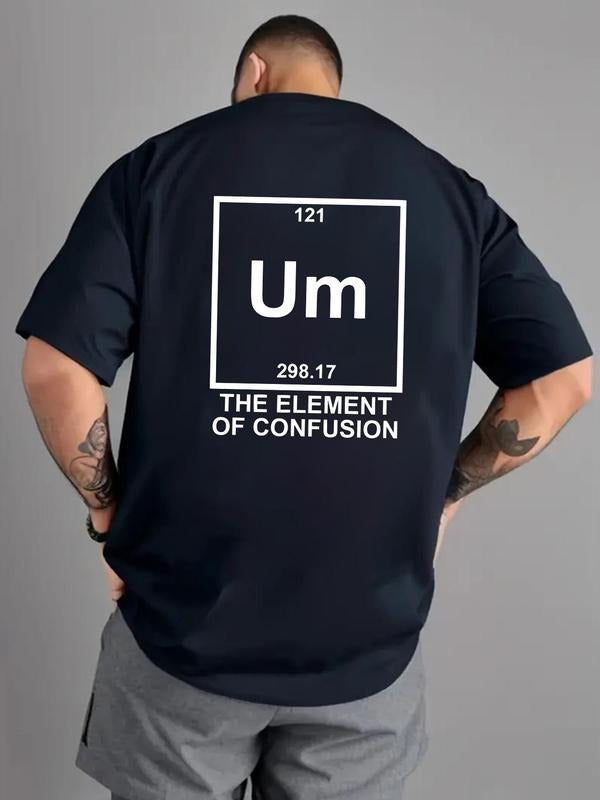 Men's Umn Element Print Round Neck Graphic Tee, Regular Fit Casual Short Sleeve T-shirt for Daily Wear, Men's Top for All...