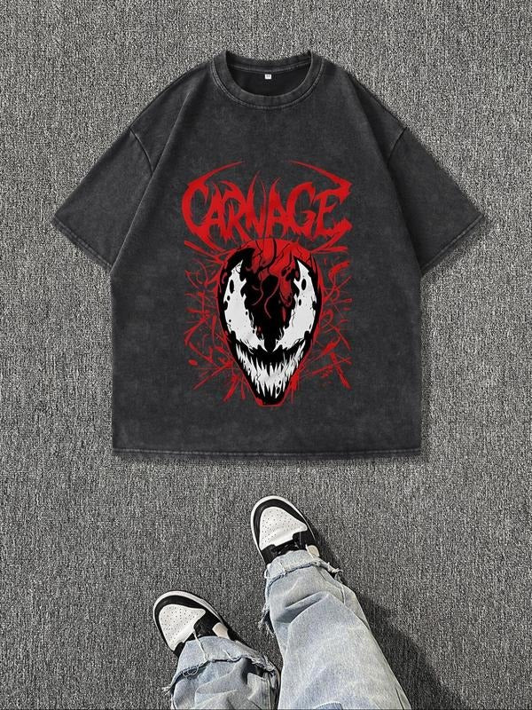 Men's Venom Graphic Print Round Neck Tee, Regular Fit Casual Short Sleeve T-shirt, Men's Summer Top for Daily Wear,...