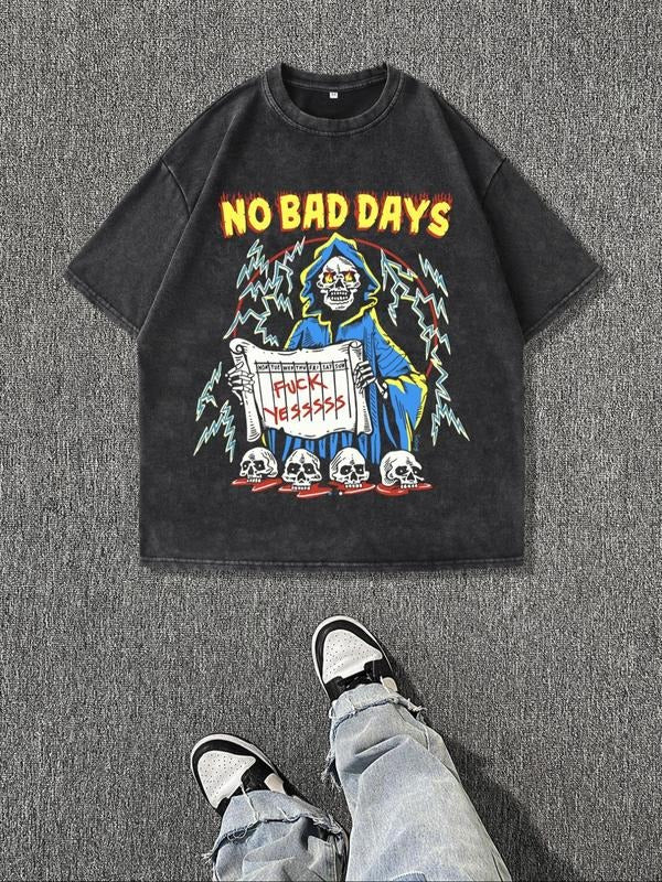 Men's Vintage Graphic Print Round Neck Tee, Regular Fit Casual Short Sleeve T-shirt, Men's Summer Top for Daily Wear,...