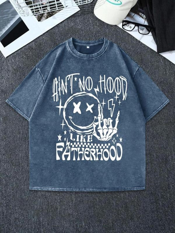 Men's Vintage Graphic Print Round Neck Tee, Regular Fit Casual Short Sleeve T-shirt, Men's Summer Top for Daily Wear,...