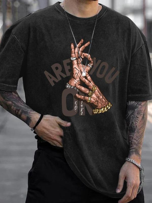 Men's Vintage Graphic Print Short Sleeve T-shirt, Regular Fit Casual Retro T-shirt for Summer, Men's Top for Daily Wear,...