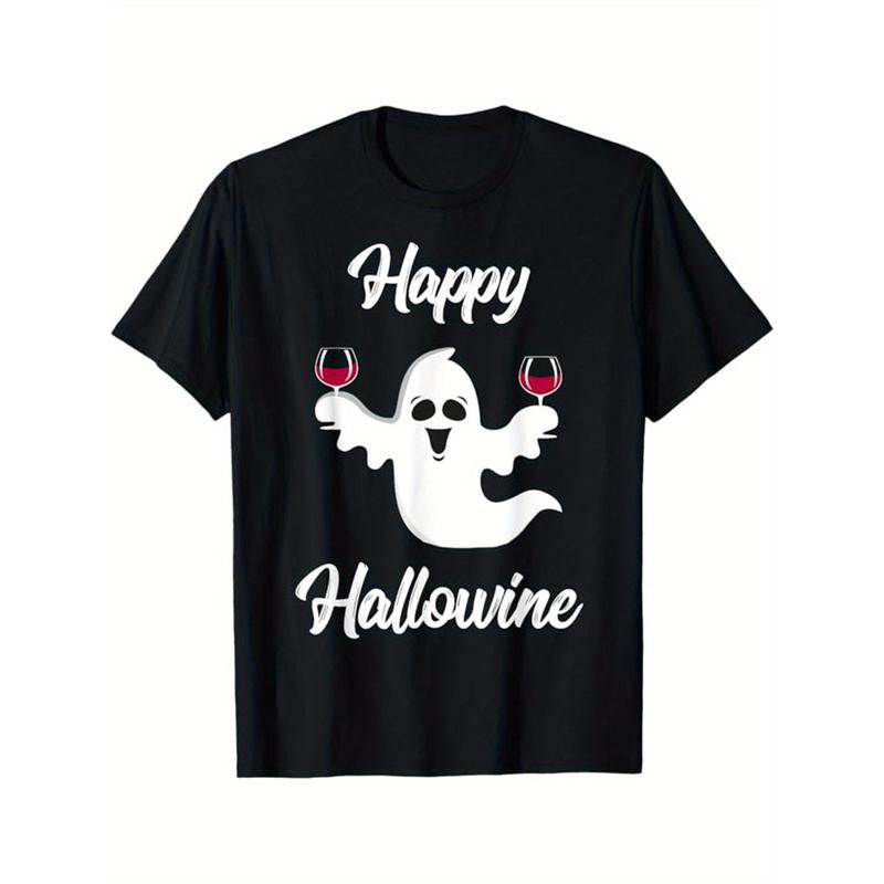 Men's cotton printed T-shirt with wine pattern, casual short-sleeved round neck game T-shirt, men's outdoor T-shirt Made...