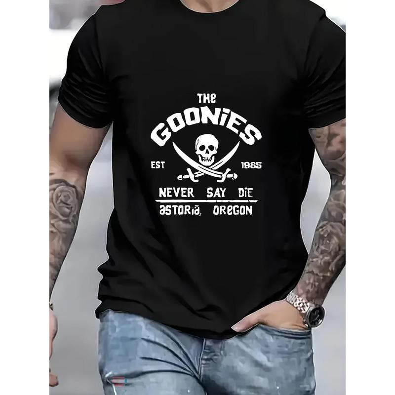 Men's front printed T-shirt Graphic T-shirt Summer casual T-shirt street top, 1 piece, 100% cotton T-shirt Made in USA...