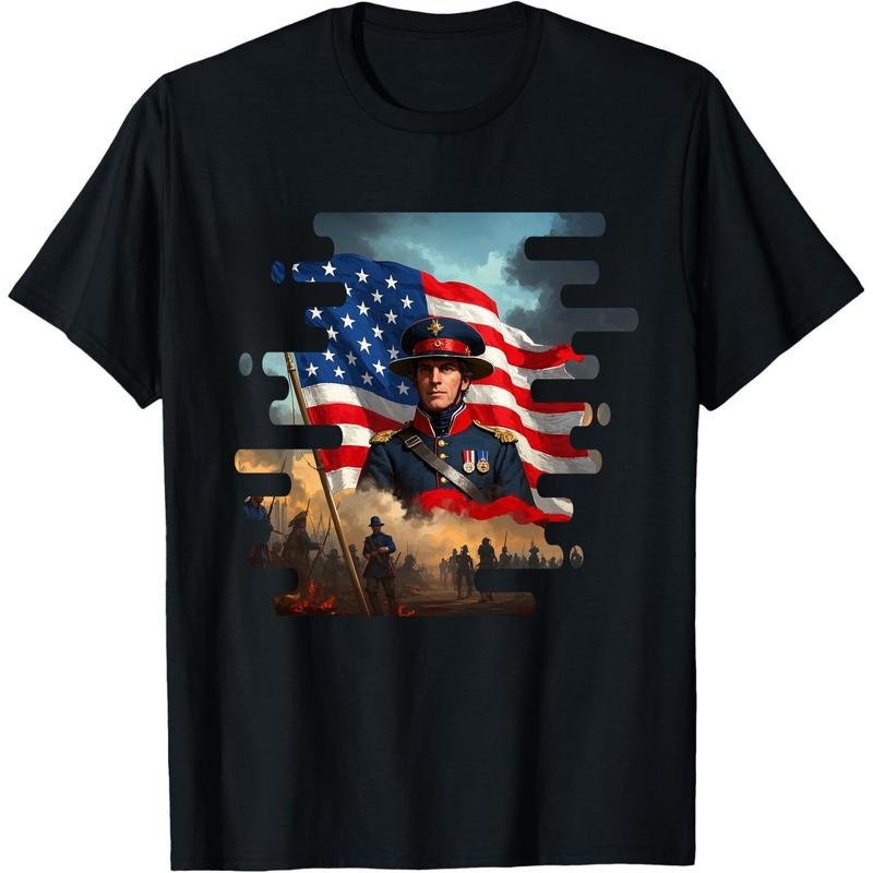 Men's graphic tees boys merch t shirt - Comfortable Fit, Slight Stretch, PatternedPrint Patriotic General Tee