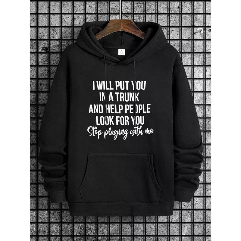 Men's letter print drop shoulder basic hoodie, 2000s clothing, regular fit drawstring pocket hooded sweatshirt, men's...