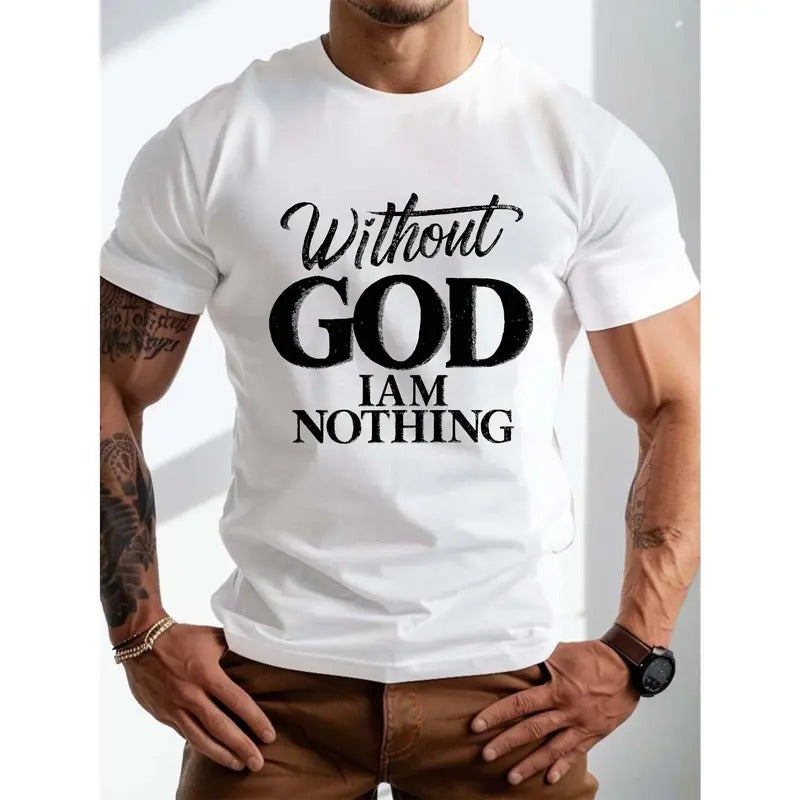 Men's summer T-shirt, God elegant graphic print, short sleeve T-shirt trend casual top, everyday life Made in USA Hoodie,...