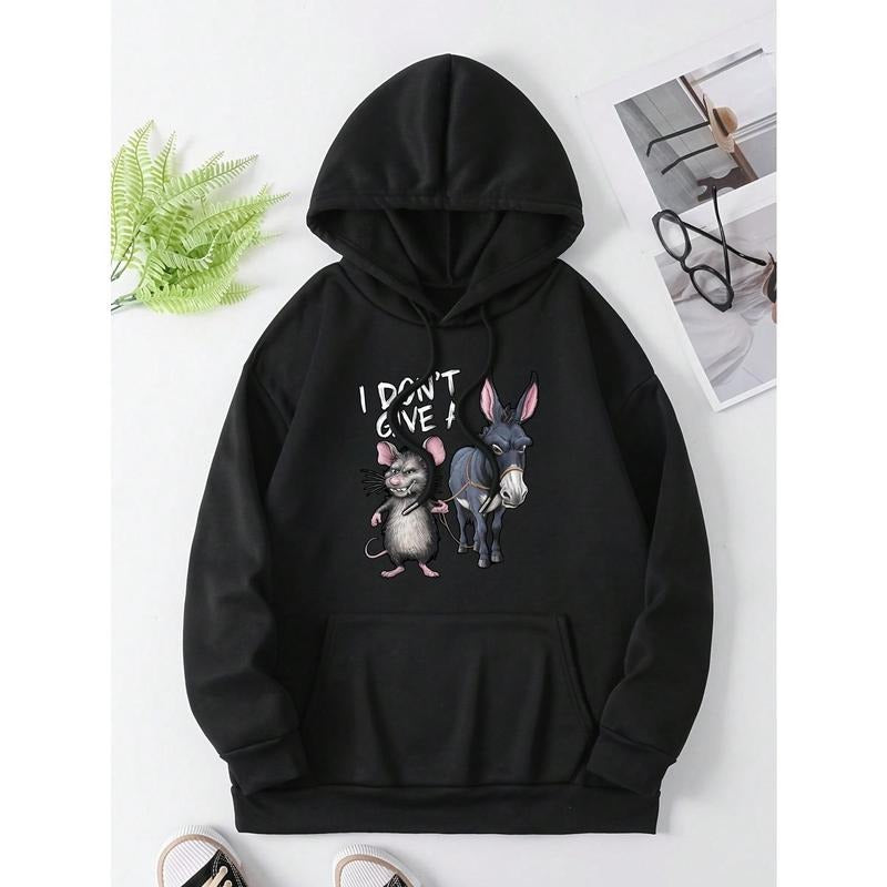 Mens Black Oversized Graphic Hoodies Sweatshirts Fall Fashion Pullover Sweaters Winter Casual Clothes  I Dont Give A Rat...