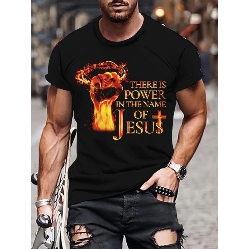 Mens Fist Print Graphic Tee - Stylish Casual Crew Neck Shirt - Short Sleeve, Breathable, Ideal for Outdoor Adventures &...
